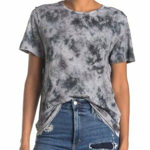 NEW Free People Riptide Tie Dye Short Sleeve Print T-Shirt Washed Black Comb XS